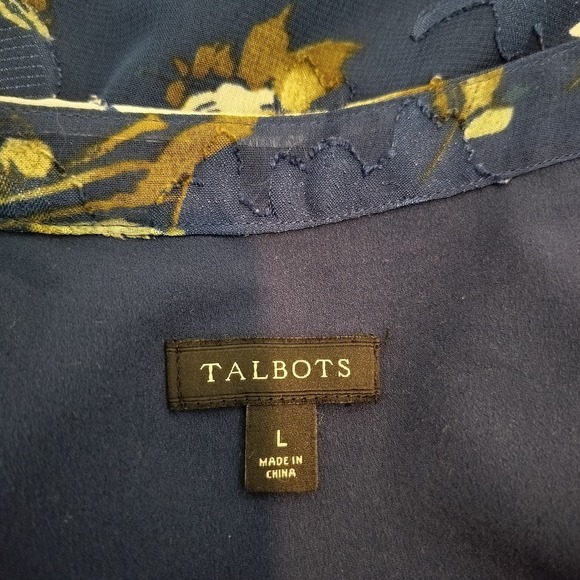 Tahari Floral Sleeveless Top Tie Neck Blue Olive - Picture 8 of 8